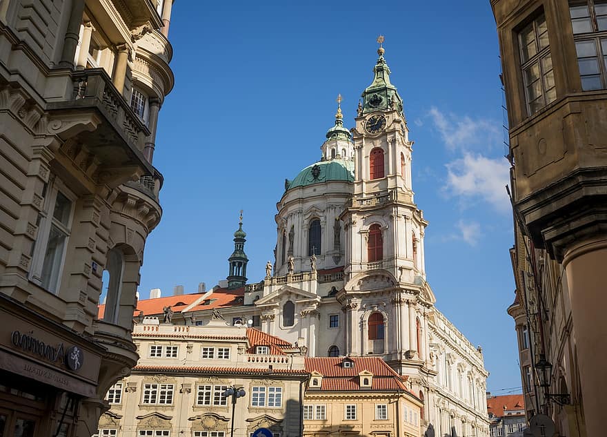 プラハ、大聖堂、チェコ共和国、ヨーロッパ、首都、タワー、ブリッジタワー、セント、ニコラス、歴史的中心、建物