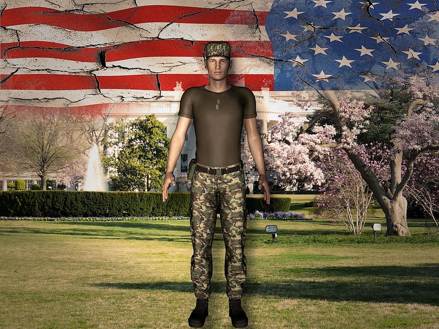 soldado, bandeira, EUA, América, americano, patriotismo, soldados
