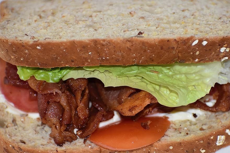 Blt, Sandwich, Food, Bacon, Tomato, Lettuce, Bread, Mayo, Lunch, Dish, Meal