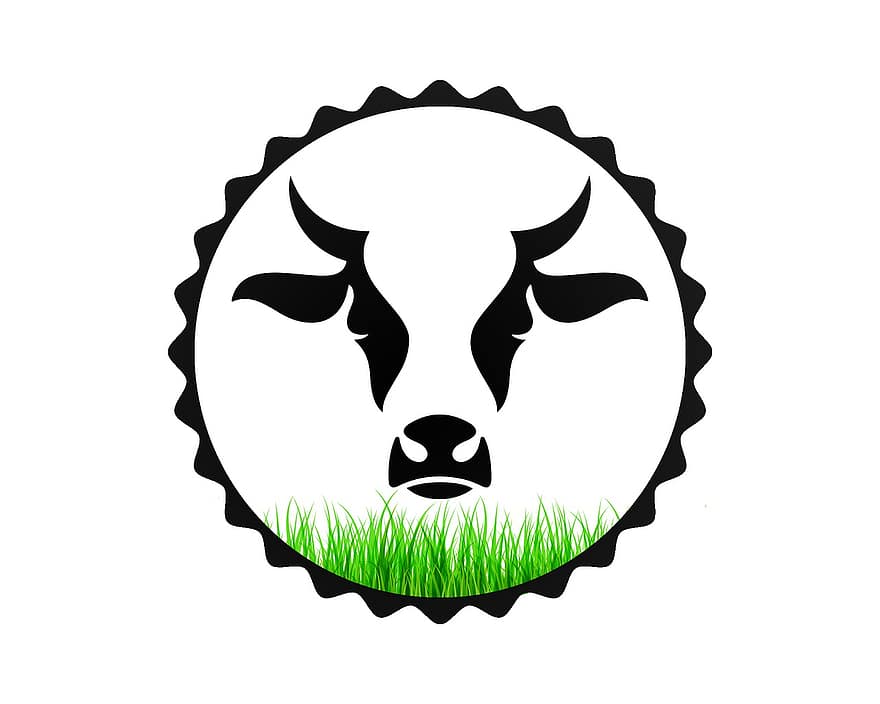 Stier, Gras, Symbol, Logo, Hörner, Kuh, Landwirtschaft, Bauernhof, Vieh, das Vieh, Säugetier