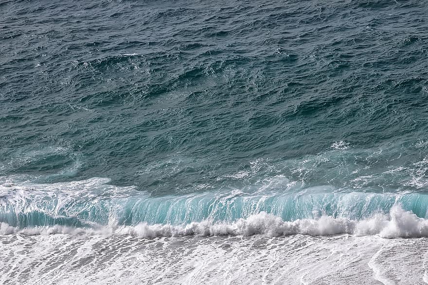 море, вълни, океан, природа, вълна, вода, син, лято, прибой, брегова линия, морски пейзаж