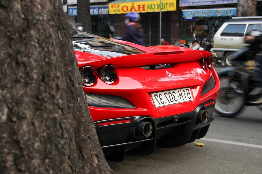 Ferrari, F8, Tributo, Supercar, Car, Vehicle, Automobile, Automotive, Transportation, Red Car, Shiny Car