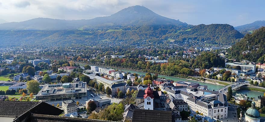 natureza, campo, viagem, turismo, montanha, Salzburgo, Áustria, viena, castelo, cidade