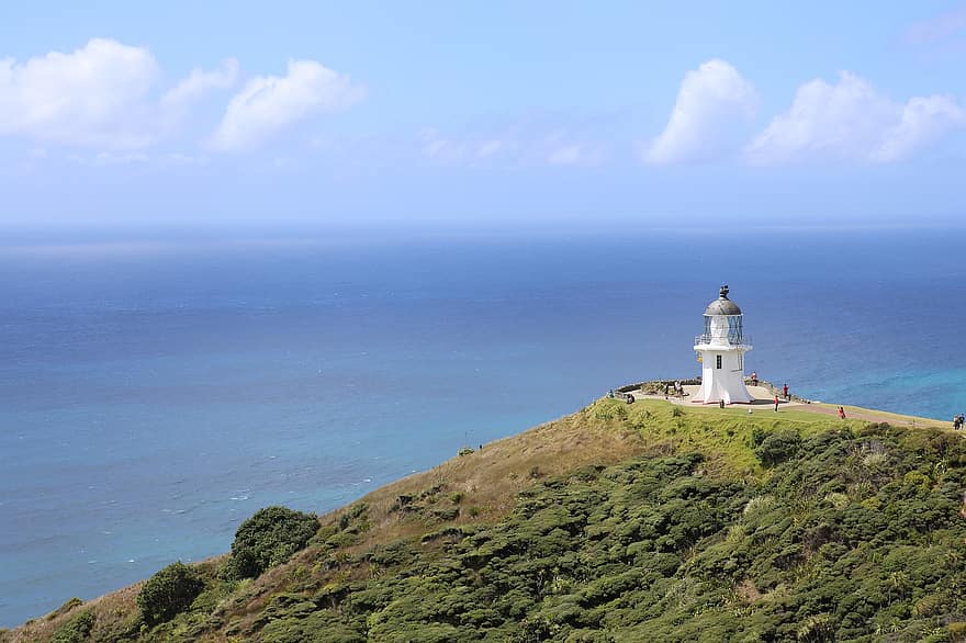 Lighthouse, Cliff, Mountain, Sea, Ocean, Coast, Headland, Cape Reinga