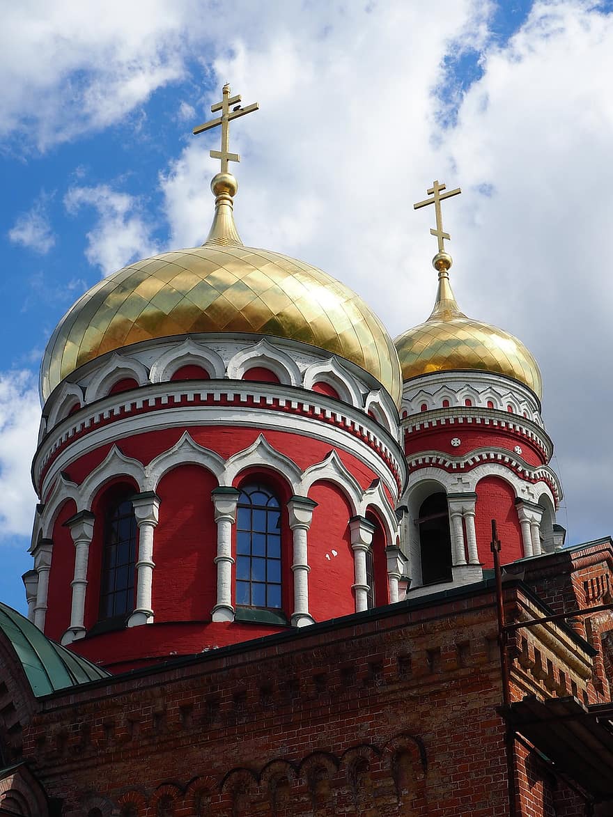 教会、キリスト降誕、ニジニ・ノヴゴロド、ドーム、クロス、大聖堂、ロシア正教会、建物、宗教、歴史的な、建築