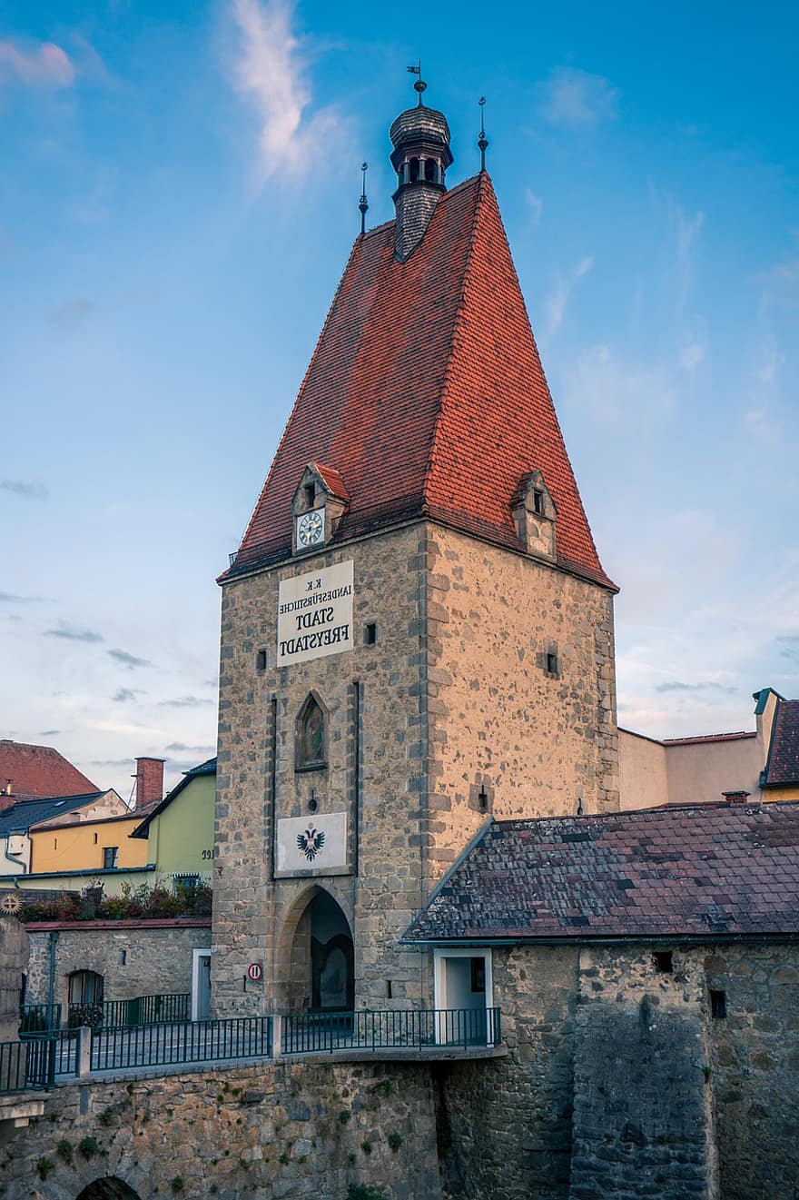 linzer tor, L'Autriche, porte de la ville, la tour, Mühlviertel, centre historique, L'Europe , architecture