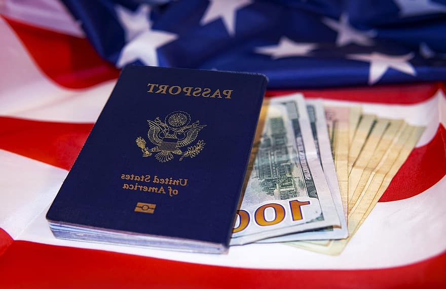 Estados Unidos, viaje, pasaporte, dinero, dolares, moneda, America, unido, mundo, entrada, migración
