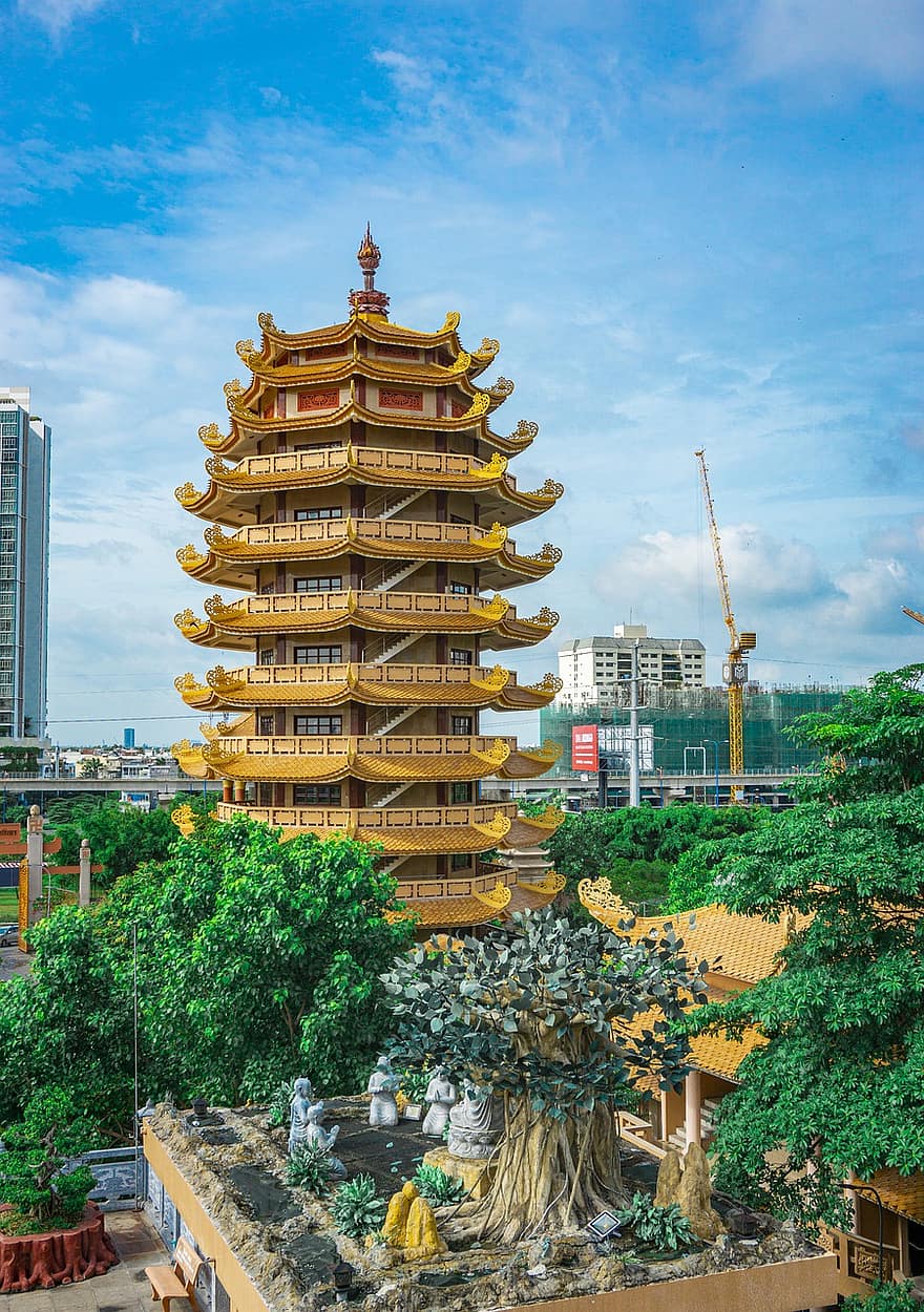 pagoda, utazás, ősi, ég, cél, idegenforgalom, templom, építészet, híres hely, építőipar, városkép