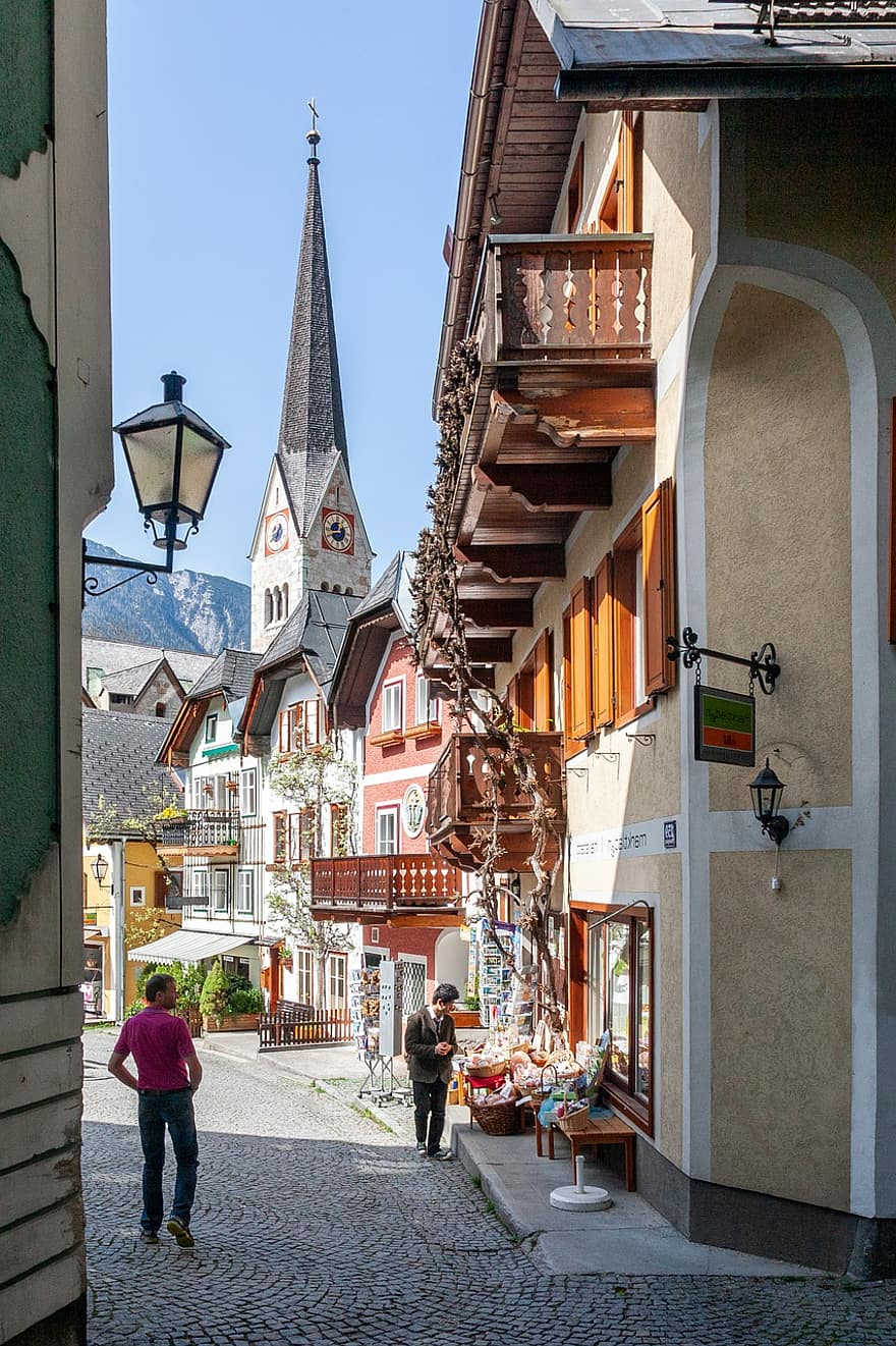 oraș, călătorie, turism, Hallstatt, Austria, destinaţie, arhitectură, culturi, loc faimos, exteriorul clădirii, istorie