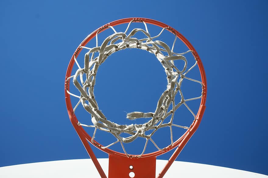 Basketball, basketbalový koš, sportovní, sport, modrý, síť, sportovní vybavení, kruh, kov, hřiště, míč