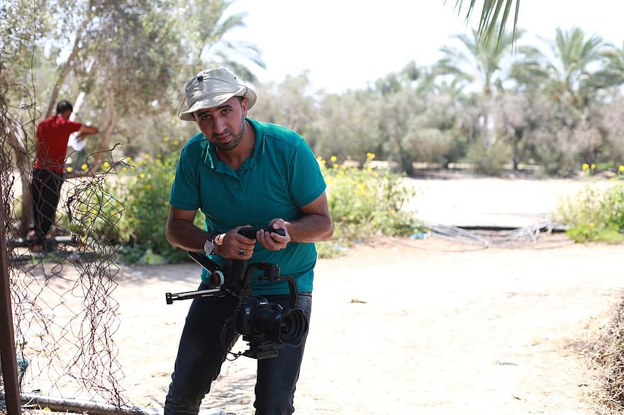 Cameraman, Camera, Press, Portrait, News, Man, Gaza