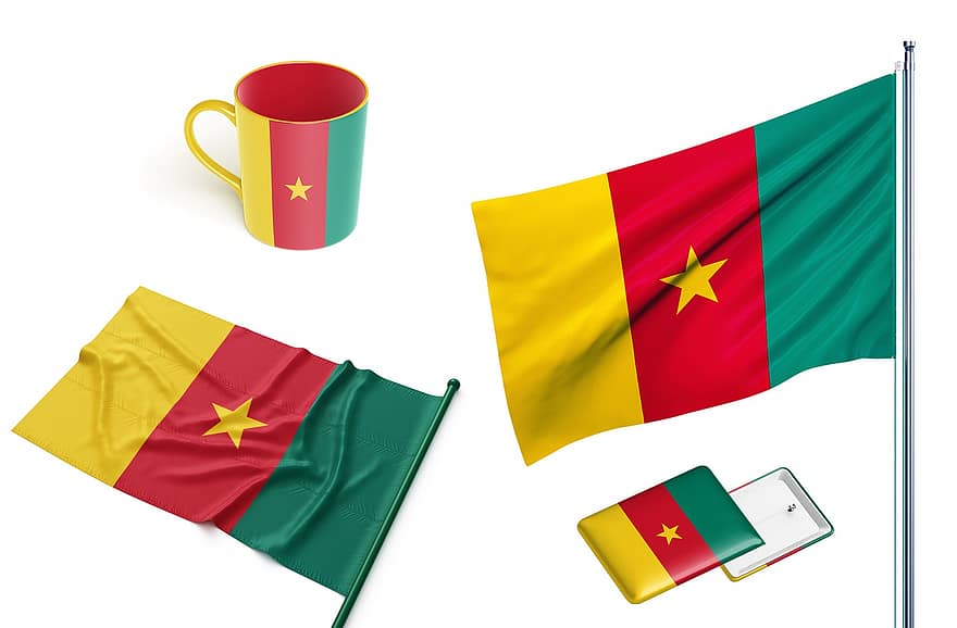 държава, Камерун, флаг, национален, символ