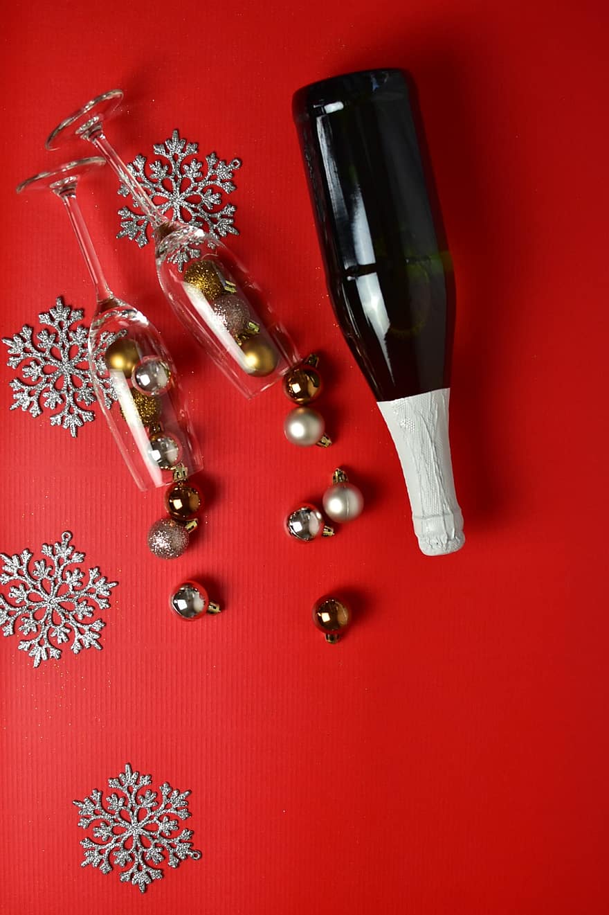uroczystość, Boże Narodzenie, szampan, przyjęcie, nowy Rok, butelka, tła, alkohol, zbliżenie, drink, wino