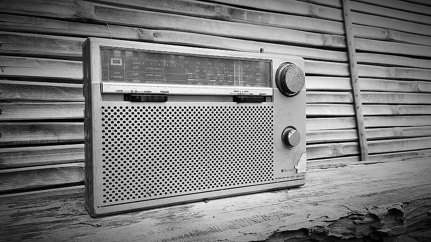 radio-, vintage radio, muziek-, oud, technologie, oubollig, hout, uitrusting, enkel object, antiek, spreker
