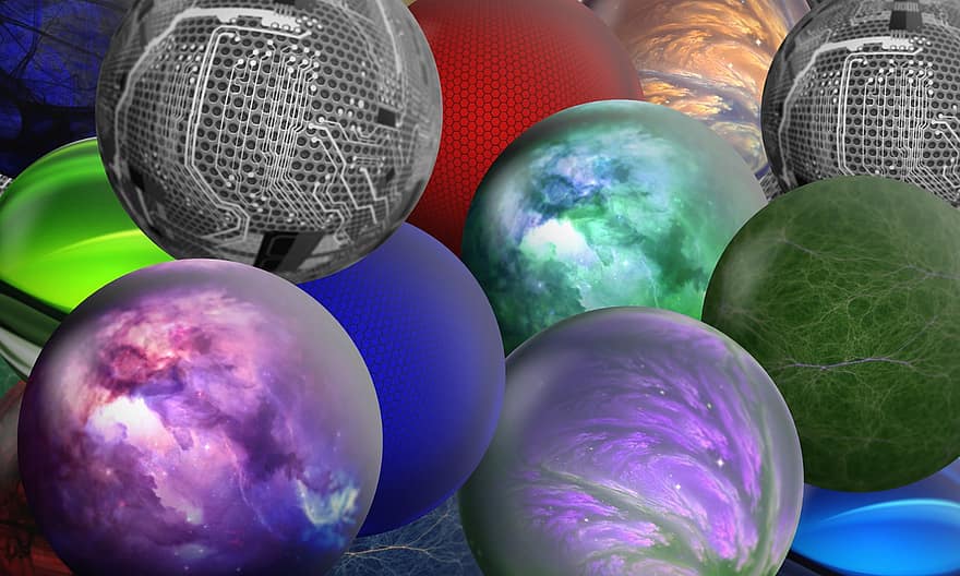 Hình nền HD, những quả bóng, quả cầu, quả địa cầu, trang trí, mặt trăng, Kết xuất 3d, nghệ thuật, thiết kế, nghệ thuật số, lý lịch