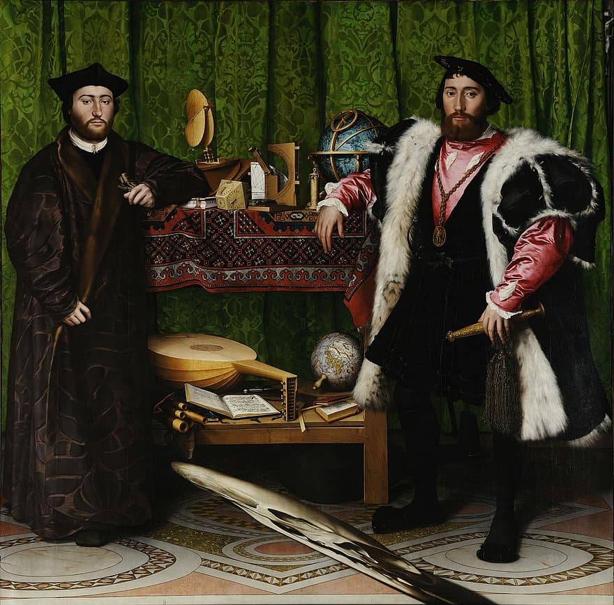 Tapyba aliejiniais dažais, Pasiuntinys, ponai, kilnus, vyras, meras, menas, Hansas Holbeinas jaunesnysis