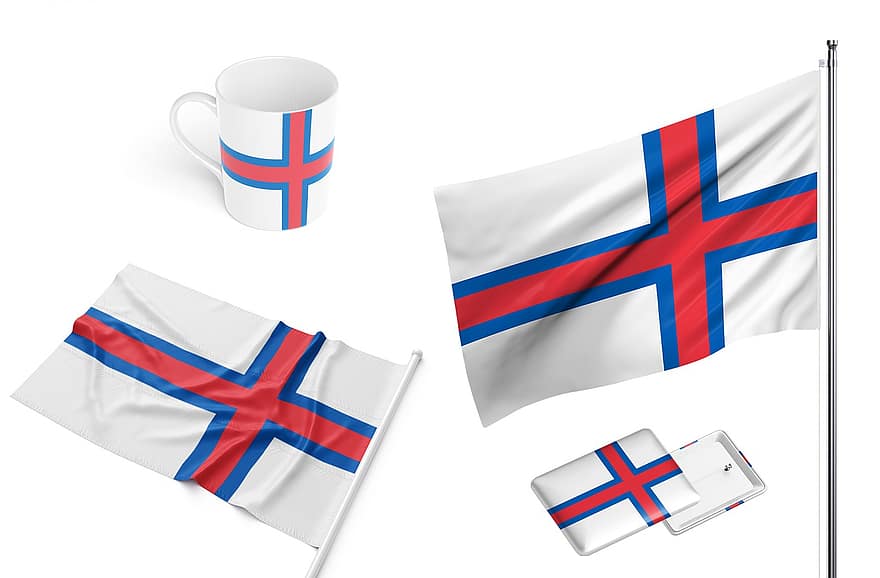 페로 제도, 국가, 깃발, 매달린, 국적, 컵, 디자인