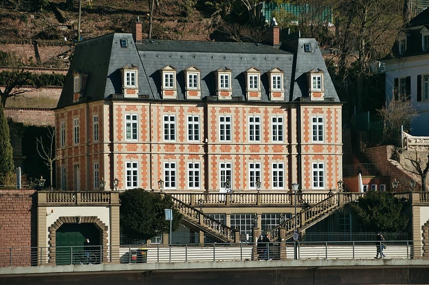 secese, Dům, budova, fasáda, architektura, vila, ulice, město, Heidelberg