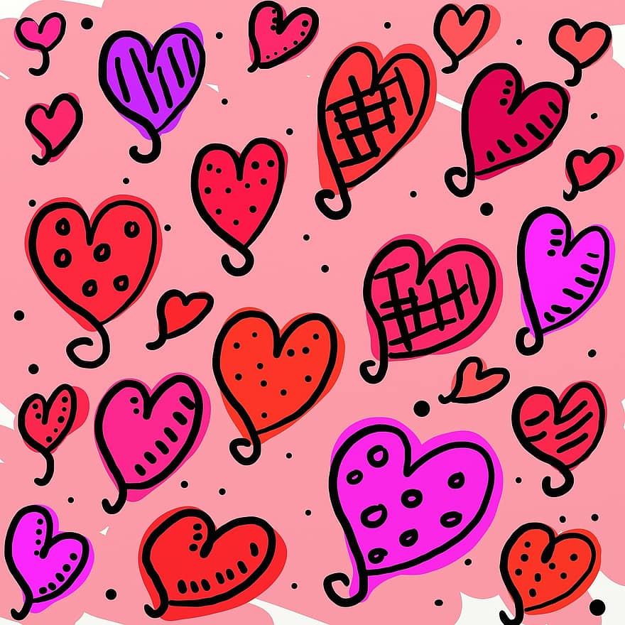 Liebe, Herz, Formen, Design, Hintergrund, Muster, abstrakt, Valentinstag, Liebesherz, Romantik, Symbol