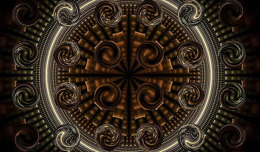 fractal, κύκλος, σφαίρες, γεωμετρικός, στρογγυλό, fractal art, καφέ κόσμο