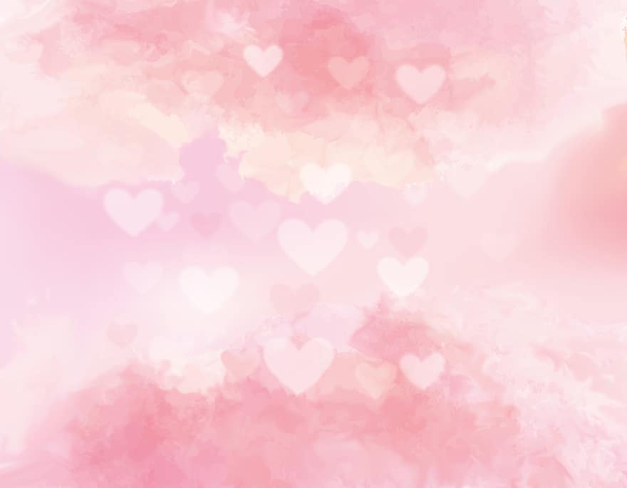 rosa, hjärta, anbud, ljuv, mors dag, kärlek, romantisk, vår, körsbärsblom, doftande, vattenfärg