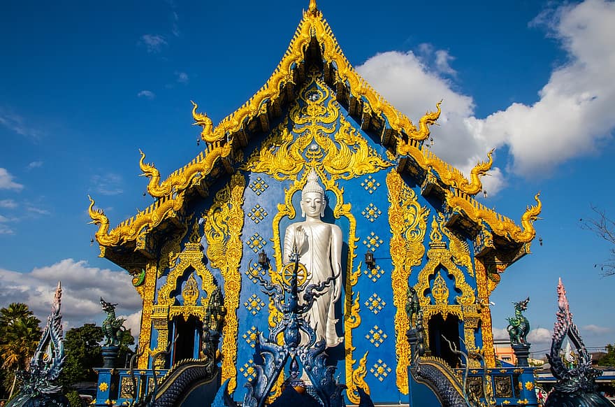 šventykla, pastatas, buddha, budizmas, simbolis, Valstiečių šventykla, Wat Rong Suea dešimtukas, architektūra, kelionė, orientyras, turizmą