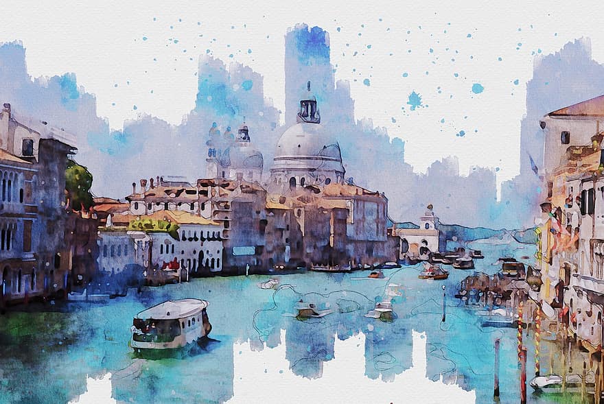 Venezia, lagune, by, turisme, vann, båter, reise, ferie, Italia, kanal, bygning