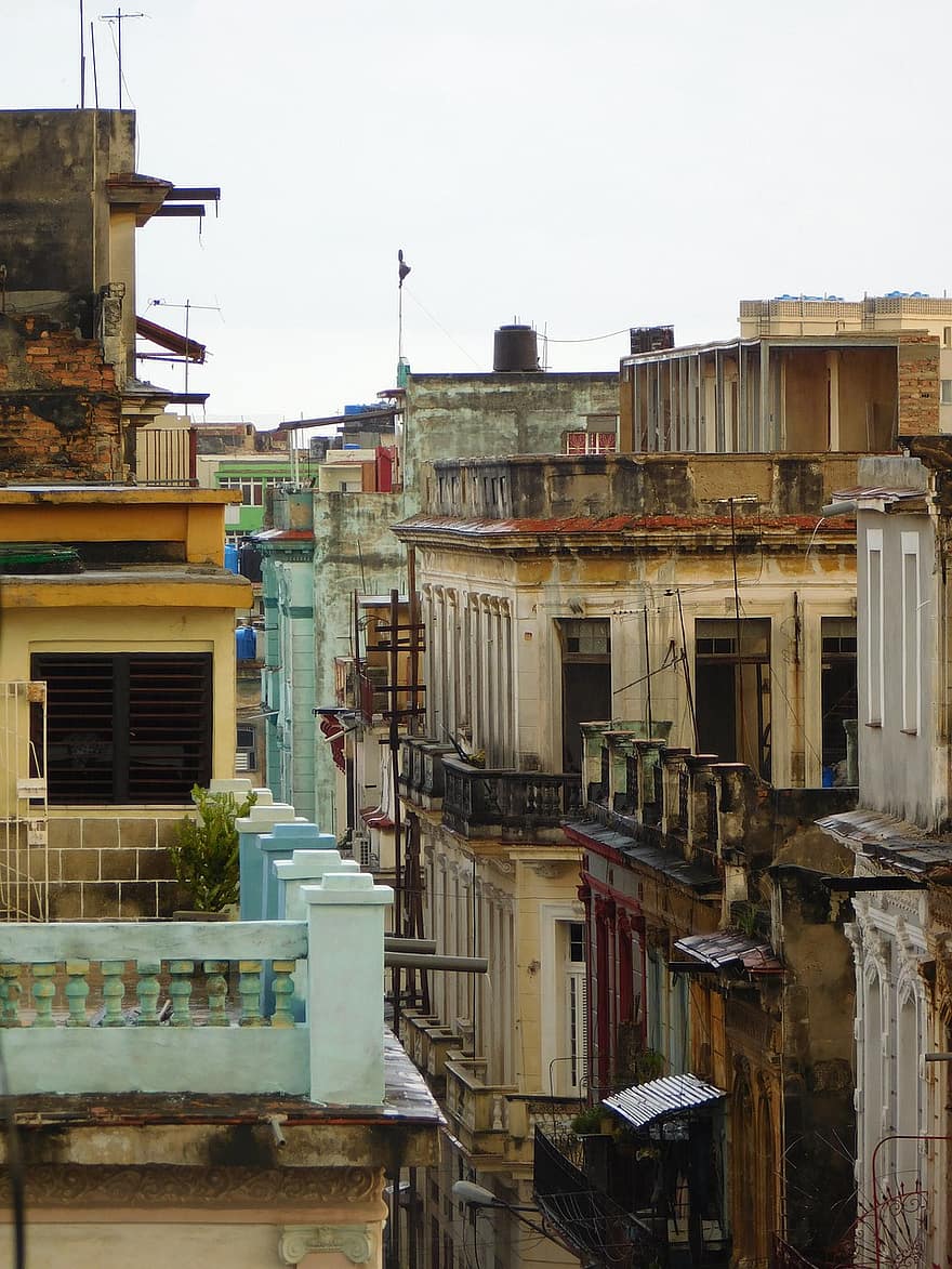 Budynki, Miasto, stare budowle, architektura, pejzaż miejski, Kuba, Hawana, zabytkowe, podróżować, miejski