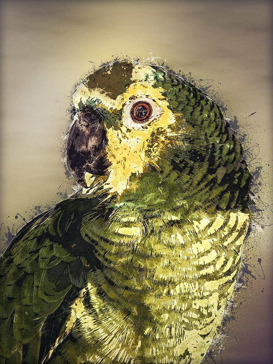 perroquet avant bleu amazon, portrait, oiseau, tropical, coloré, se percher, exotique, national, vert, jaune, faune