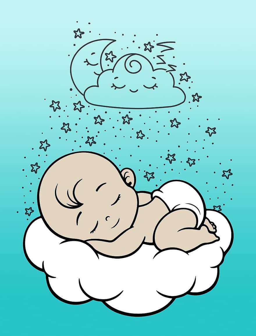 ngủ, mơ, trẻ sơ sinh, các ngôi sao, con trai, Một đứa con trai, tình mẫu tử, đứa bé, kỳ nghỉ, gia đình, trẻ em
