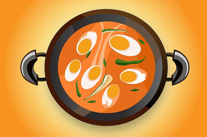 Kerala vejce kari, indická kuchyně, jídlo, vejce, kari, pikantní, horký, kerala kuchyně