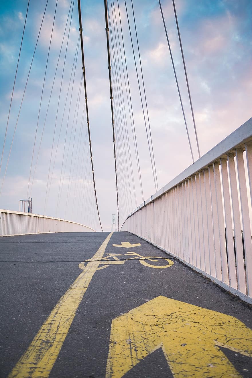 pod, drum, Bandă pentru cicliști, banda pentru biciclete, balustradă, trotuar, oraș