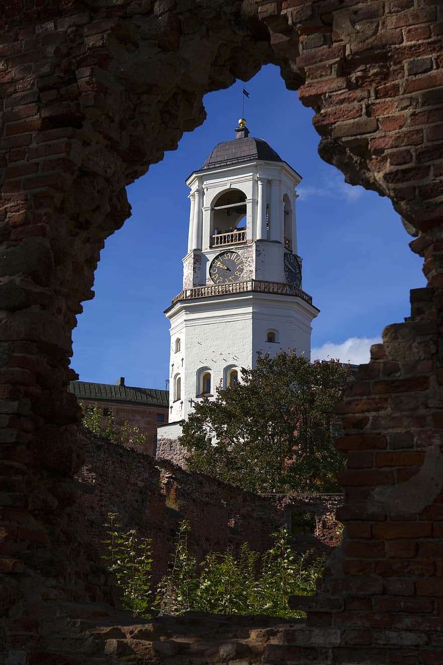 Vyborg, Torre, Torre dell'orologio, architettura, cristianesimo, religione, storia, posto famoso, vecchio, culture, esterno dell'edificio