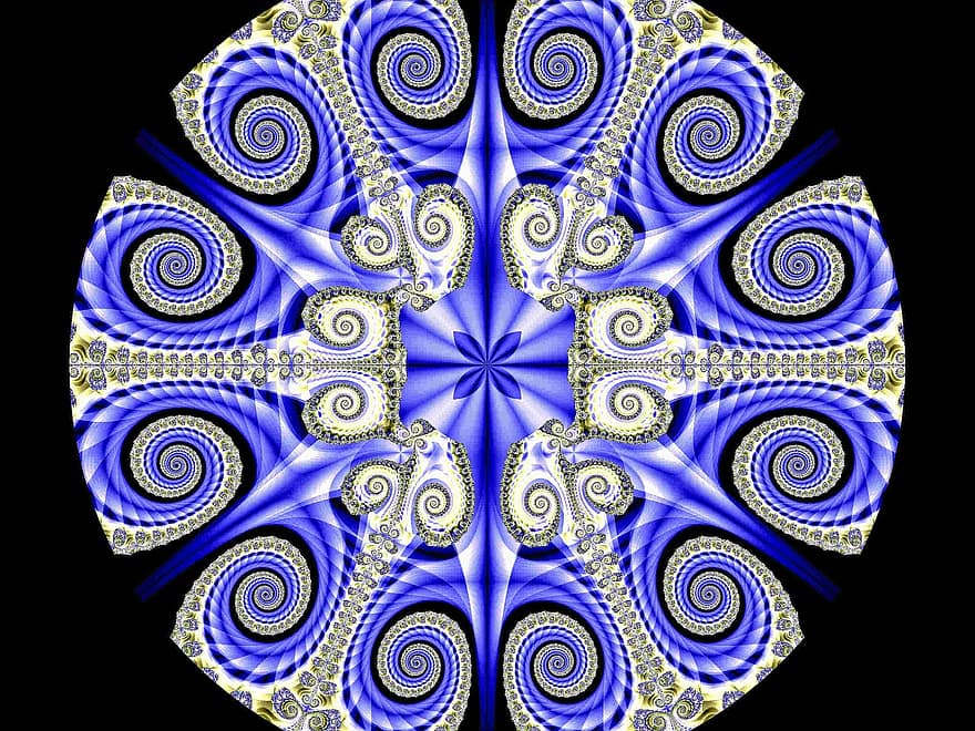 fractale, bleu, bobines, conception, art