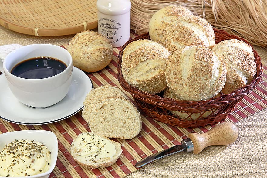 un pan, café, la pastelería, harina
