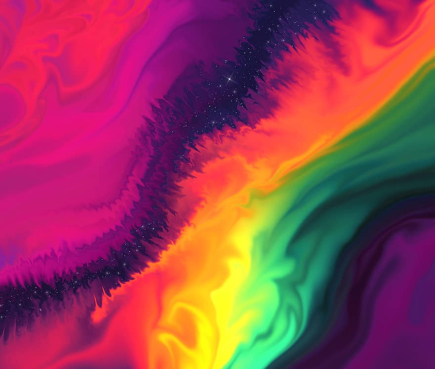 Rainbow, Colorful, Abstract, Galaxy, Nebula, Flow, Cosmic, Stars, Vibrant, Iridescent, Space