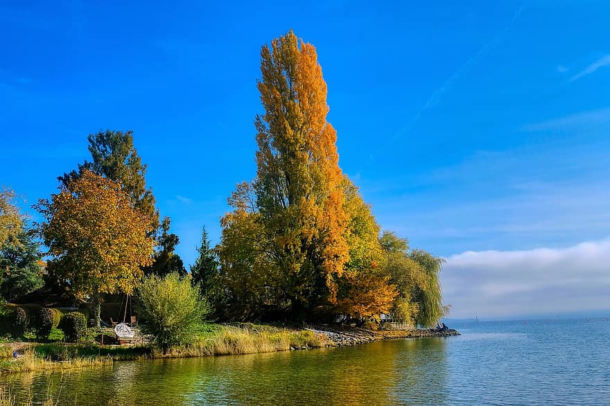 езеро Констанс, езеро, есен, падане, пейзаж