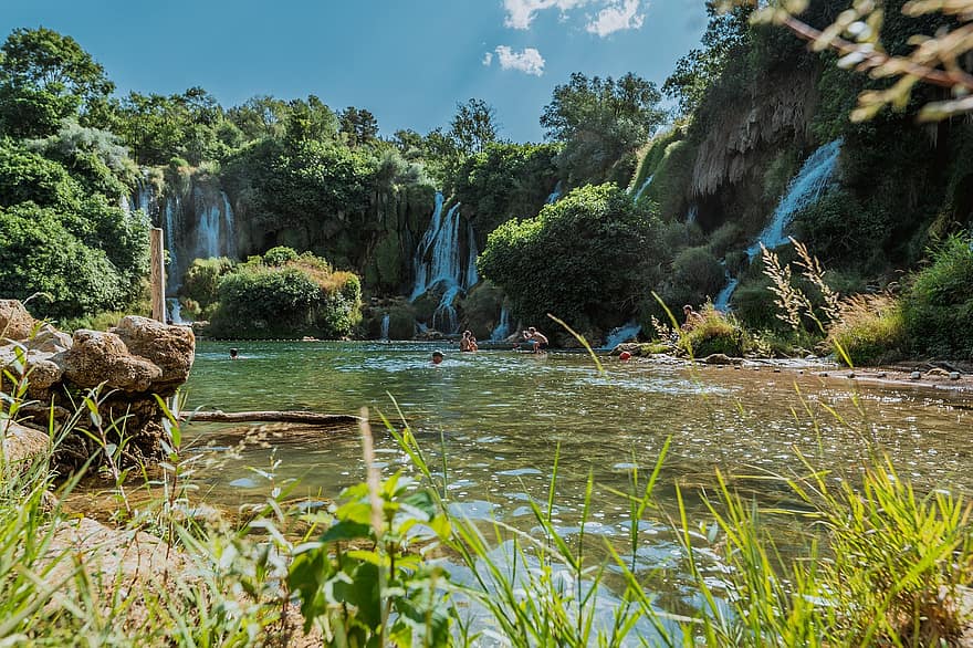 kravica, vodopád, Bosna a Hercegovina, Příroda, krajina, jezero, deštný prales, řeka