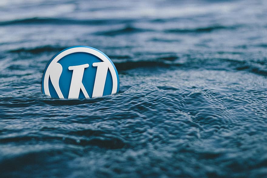WordPress, вода, лого, заден план, икона, блог, блоговете, син фон, Синьо лого