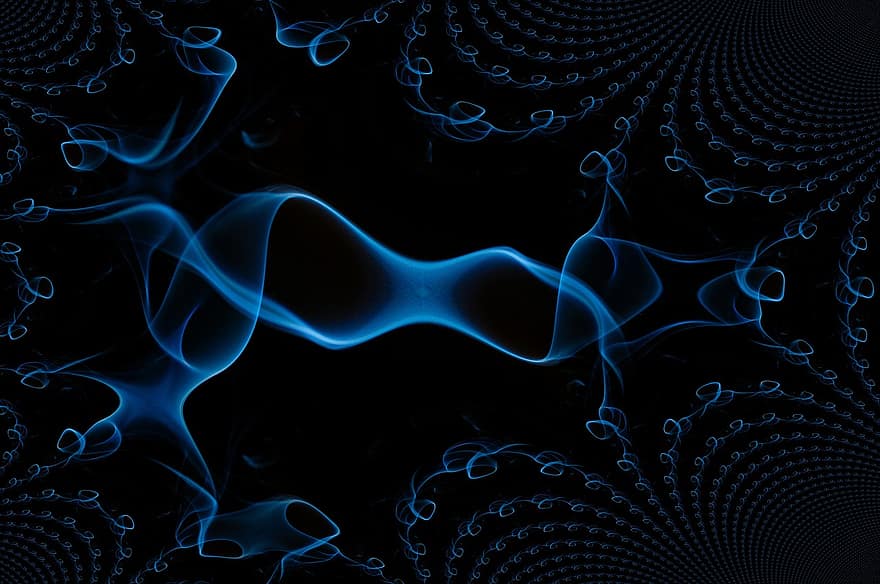 fractal, fons de pantalla, abstracció, el rerefons, blau, negre, fum