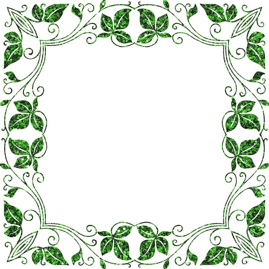 grüne Grenze, Grenze verlassen, Blätter Rahmen, Ornament, Rand, Grün, Natur, Rahmen, Papierblumenhintergrund, Jahrgang, HD Wallpaper