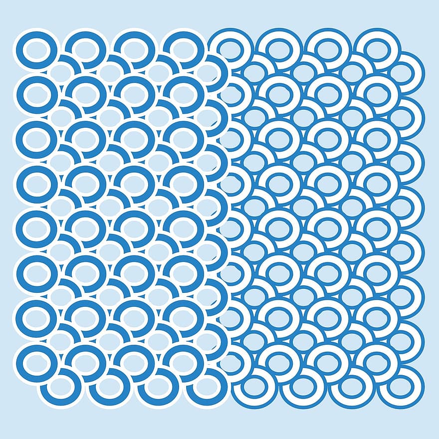 meetkundig, cirkels, dots, omgekeerde, blauw, wit, dichotomie, afwisselend, vormen, tinten, backdrop