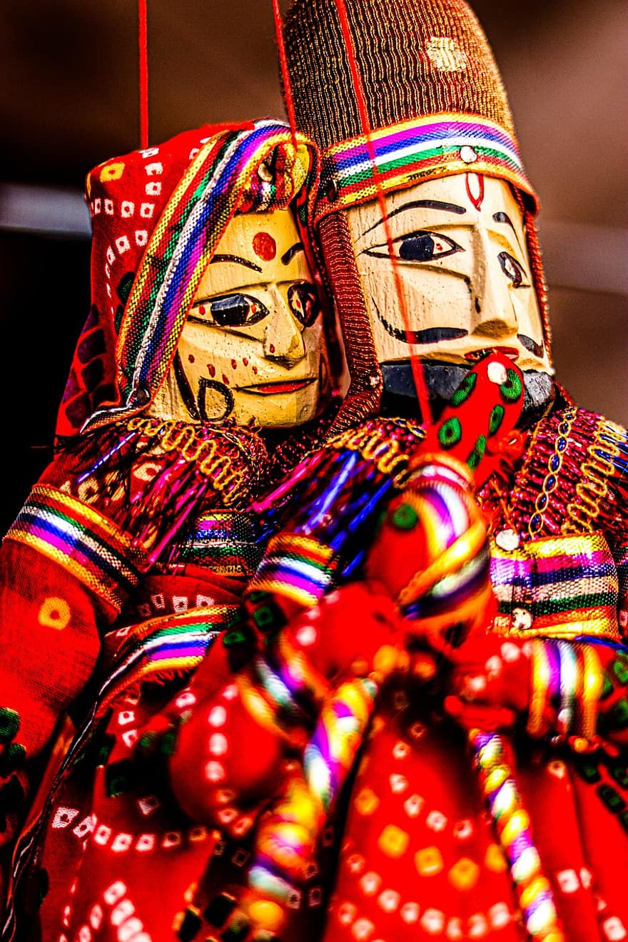 indien, marionetter, træ figurer, indisk kultur, indisk tradition, Trædukker