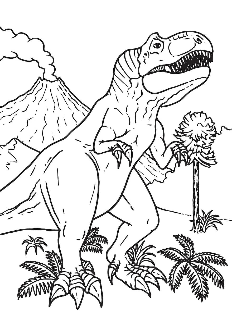 dinosaurus, tyrannosaurus, uitgestorven, t-rex, prehistorisch, tekening