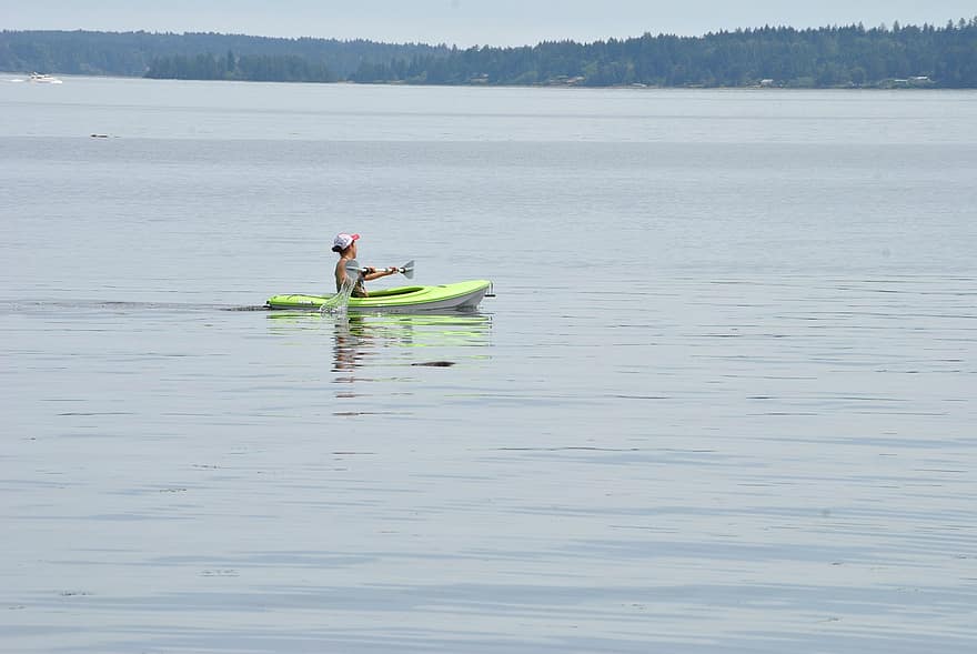 mer, faire du kayak, océan, kayak, la nature, rame, eau, le canoë, sport, Hommes, activités récréatives
