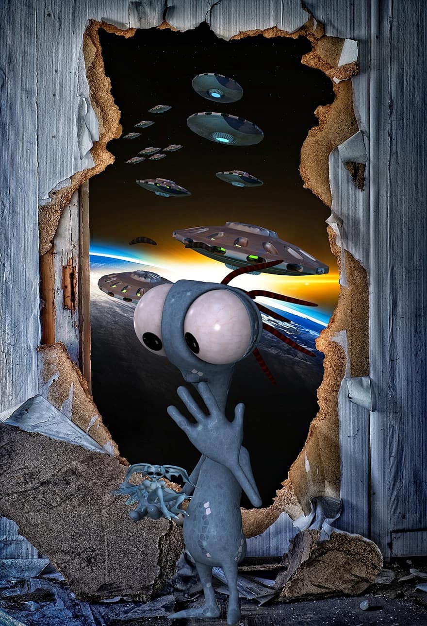 Background, Alien, Room, Hole, Space, Space Ship, Creature, men, illustration, science, cartoon