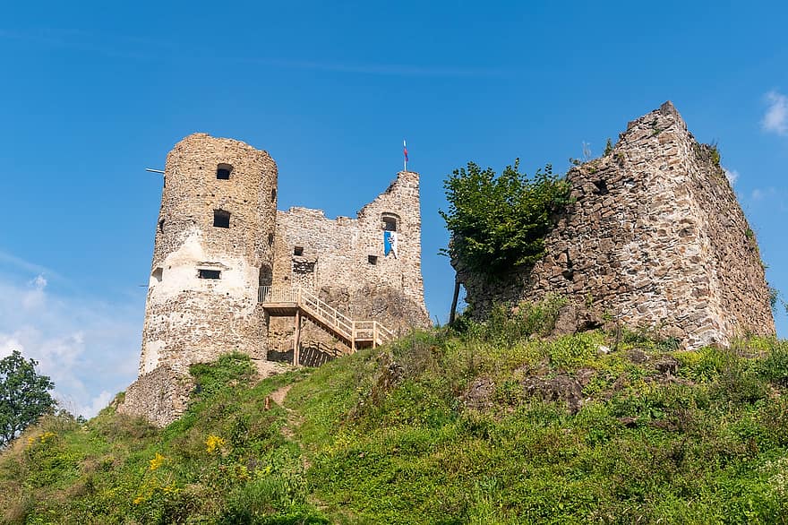 castel, istorie, arhitectură, vechi, cer, ruina, turnuri, fortăreață, Reviste, Žarnovica
