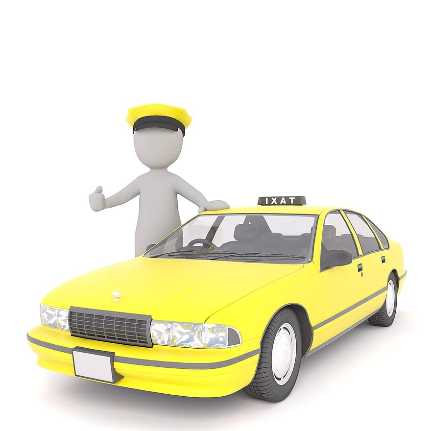 hombre blanco, modelo 3d, aislado, 3d, modelo, cuerpo completo, blanco, taxi, conductor de taxi, transporte, viaje en taxi