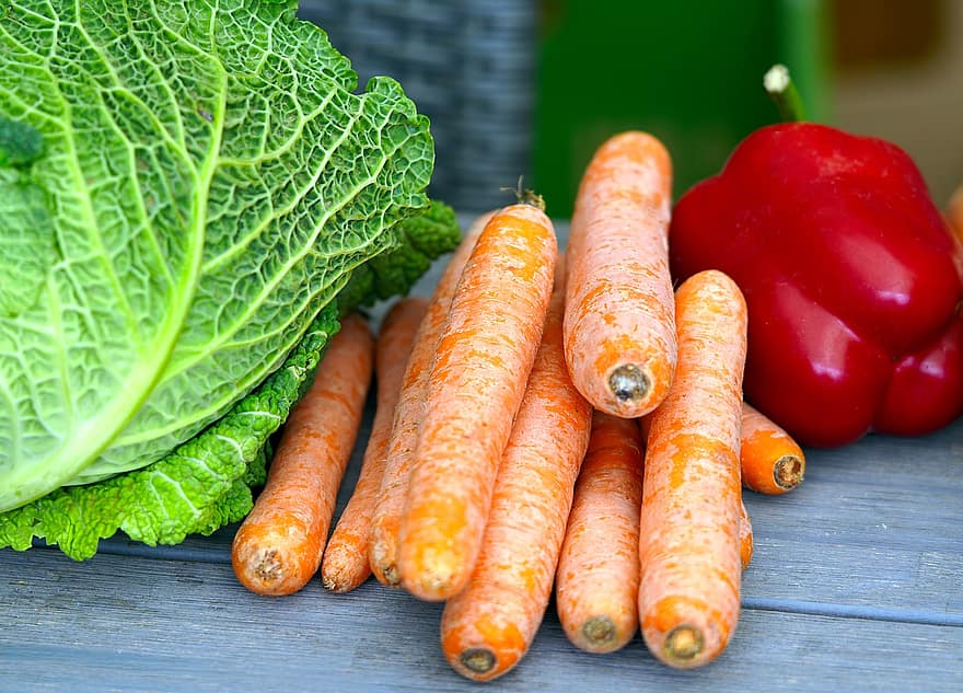 warzywa, świeży, zdrowy, jedzenie, pokarm, warzywo, świeżość, organiczny, zdrowe odżywianie, liść, marchewka