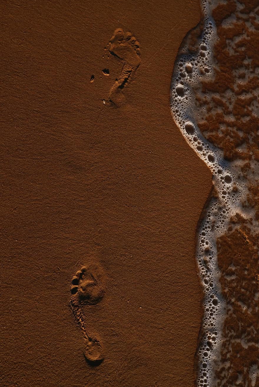 море, пясък, стъпки, следа, лято, почивки, вълна, фонове, човешки крак, пътуване, ходене